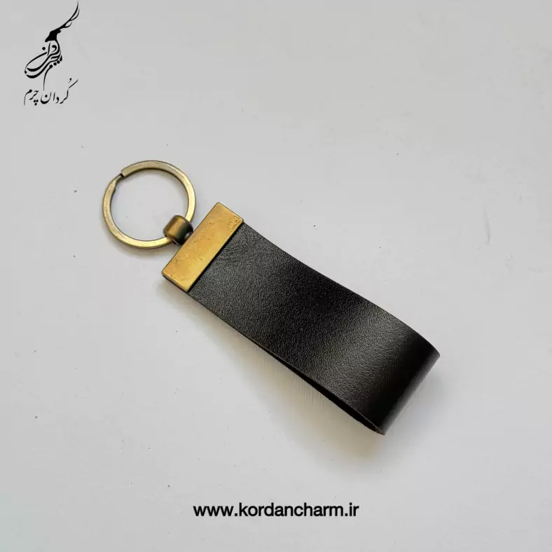 دسته کلید چرم مدل تخت طرح ساده