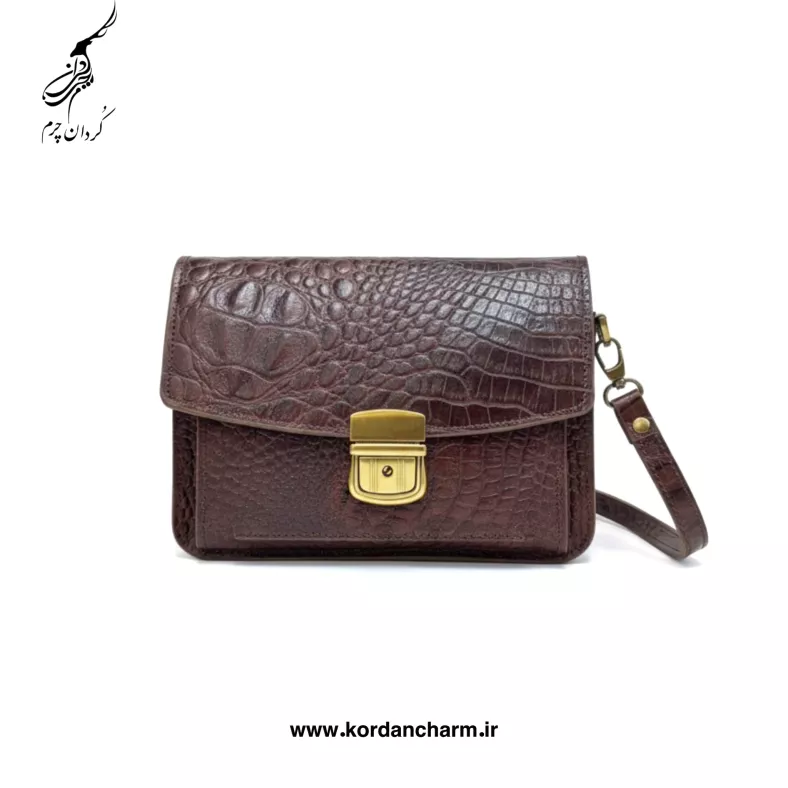 کیف دستی مردانه چرم مدل داریوش طرح کروکدیل